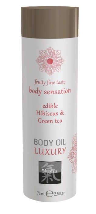 Съедобное массажное масло с ароматом гибискуса и зеленого чая - 75 мл. - Shiatsu - купить с доставкой в Воронеже