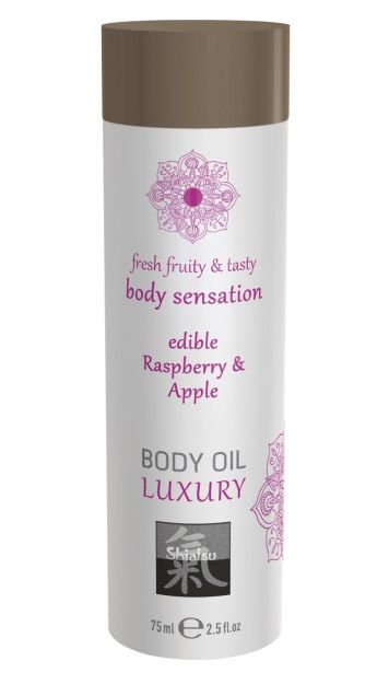 Съедобное массажное масло с ароматом малины и яблока - 75 мл. - Shiatsu - купить с доставкой в Воронеже