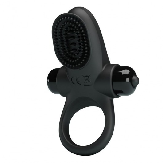 Черное эрекционное виброкольцо в клиторальной щеточкой Vibrant Penis Ring II - Baile - в Воронеже купить с доставкой