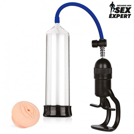 Прозрачная вакуумная помпа с ручным поршнем - Sex Expert - в Воронеже купить с доставкой