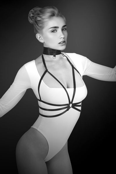 Черная упряжь на грудь Julia - Bijoux Pour Toi - купить с доставкой в Воронеже