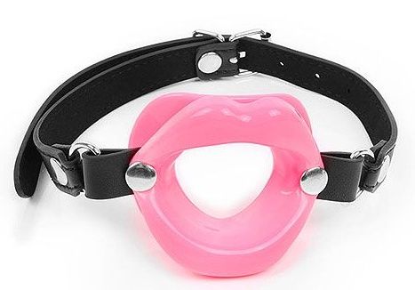 Розовый кляп-губки на черном ремешке - Notabu - купить с доставкой в Воронеже