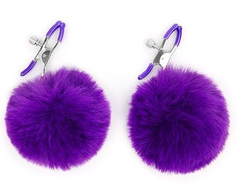 Зажимы для сосков с фиолетовым пушком - Notabu - купить с доставкой в Воронеже