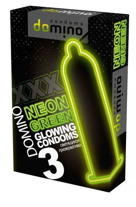 Презервативы DOMINO Neon Green со светящимся в темноте кончиком - 3 шт. - Domino - купить с доставкой в Воронеже