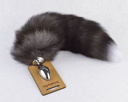 Серебристая анальная пробка с пушистым хвостиком - Sitabella - купить с доставкой в Воронеже