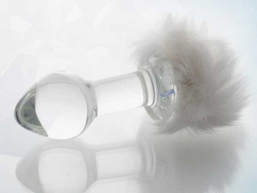 Стеклянная анальная втулка с хвостиком - 9,5 см. - Sexus - купить с доставкой в Воронеже