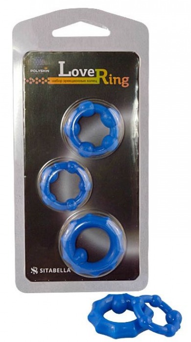 Набор из 3 синих рельефных эрекционных колец - Sitabella - в Воронеже купить с доставкой