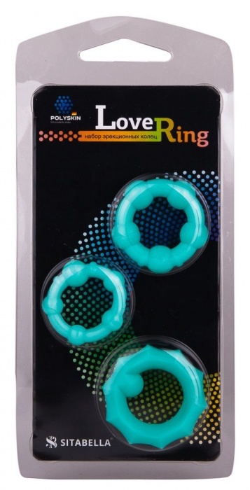 Набор из 3 бирюзовых рельефных эрекционных колец - Sitabella - в Воронеже купить с доставкой