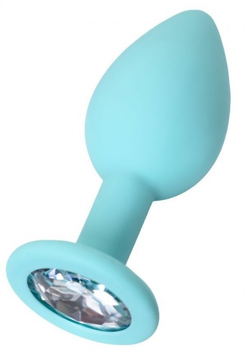 Мятная анальная пробка с прозрачным кристаллом Brilliant - 7 см. - ToyFa - купить с доставкой в Воронеже