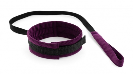 Фиолетово-черный ошейник My Rules с поводком - БДСМ Арсенал - купить с доставкой в Воронеже