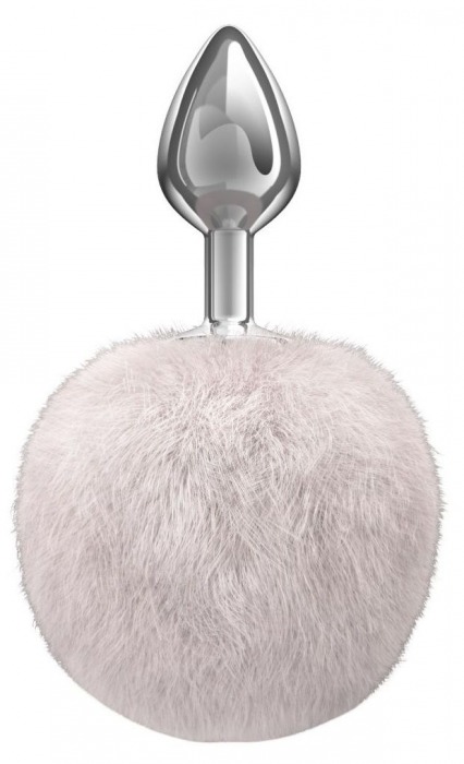 Серебристая анальная пробка с белым пушистым хвостиком Twinkle - Lola Games - купить с доставкой в Воронеже