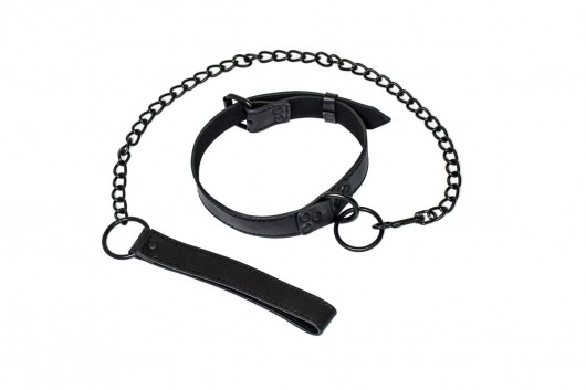 Черный ошейник Sin с поводком - Lola Games - купить с доставкой в Воронеже