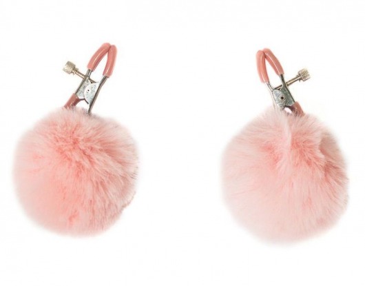 Зажимы на соски Angelic с розовыми меховыми шариками - Lola Games - купить с доставкой в Воронеже