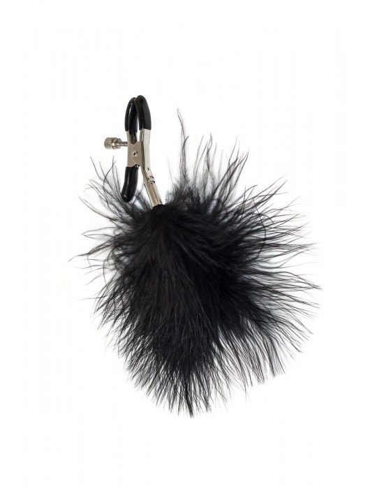 Зажимы на соски с черным пухом Euphoric - Lola Games - купить с доставкой в Воронеже