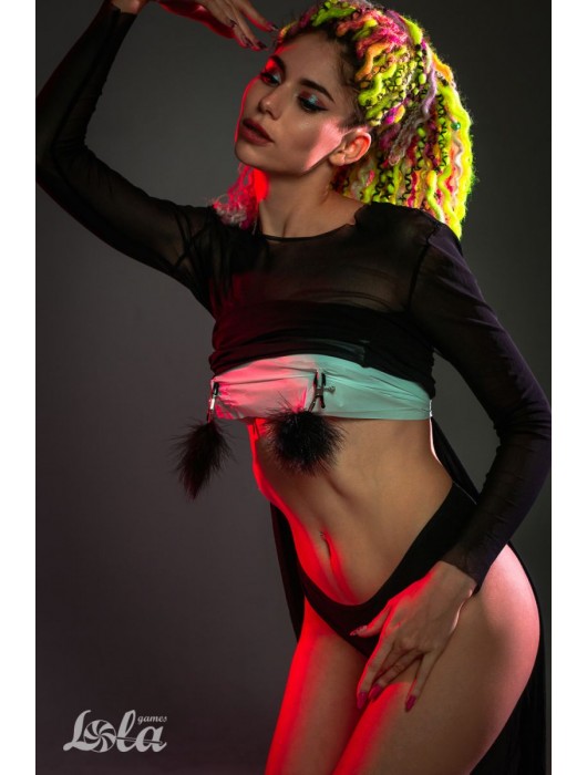 Зажимы на соски с черным пухом Euphoric - Lola Games - купить с доставкой в Воронеже