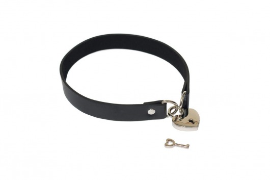 Черный ошейник Utopia с замком и ключиком - Lola Games - купить с доставкой в Воронеже
