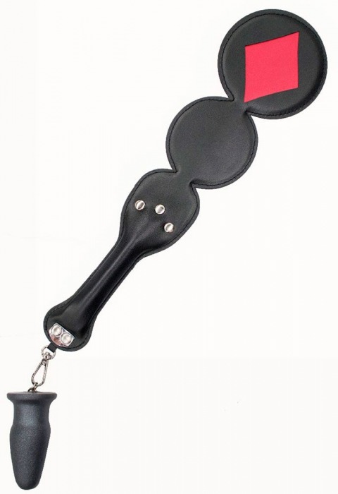 Шлёпалка  Бубны  с анальным плагом - LOVETOY (А-Полимер) - купить с доставкой в Воронеже