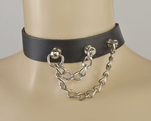 Черный чокер с двумя цепочками - Sitabella - купить с доставкой в Воронеже