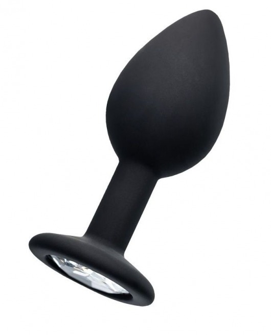 Черная анальная втулка с прозрачным стразом - 7,2 см. - POPO Pleasure - купить с доставкой в Воронеже