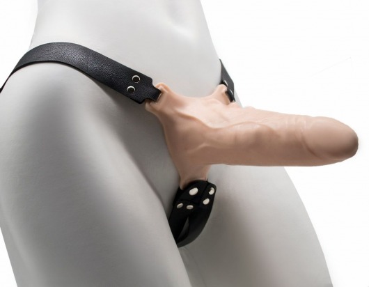 Пустотелый фаллопротез с бондажом - 18 см. - LOVETOY (А-Полимер) - купить с доставкой в Воронеже