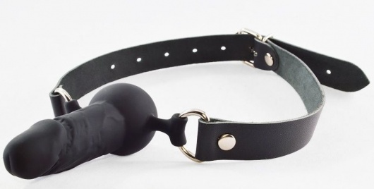 Черный кляп-шар с фаллосом на регулируемых ремешках - Sitabella - купить с доставкой в Воронеже
