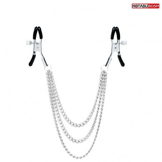 Оригинальные зажимы на соски с тройной цепочкой - Notabu - купить с доставкой в Воронеже