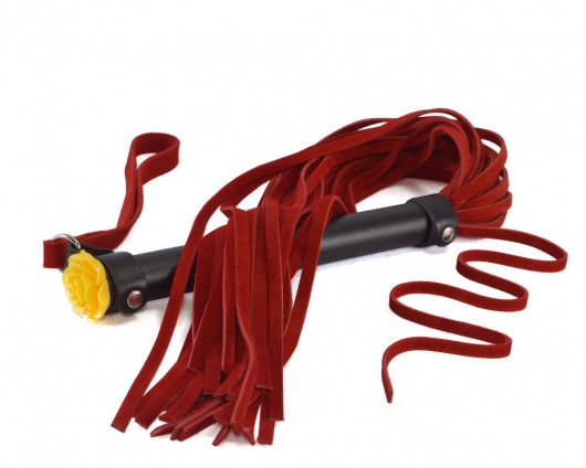 Красная многохвостая плеть с розой на рукояти - 60 см. - Sitabella - купить с доставкой в Воронеже