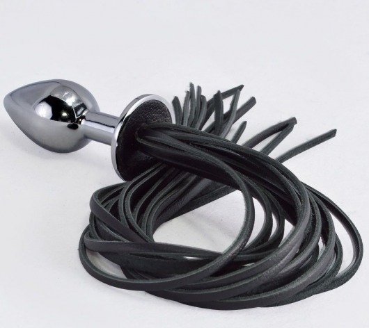 Серебристая анальная пробка с черной плетью - Sitabella - купить с доставкой в Воронеже