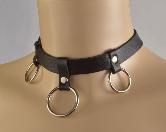 Черный чокер  Соло  с 3 кольцами - Sitabella - купить с доставкой в Воронеже