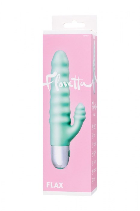 Мятный рельефный вибратор с клиторальной стимуляцией Flax - 17,5 см. - ToyFa