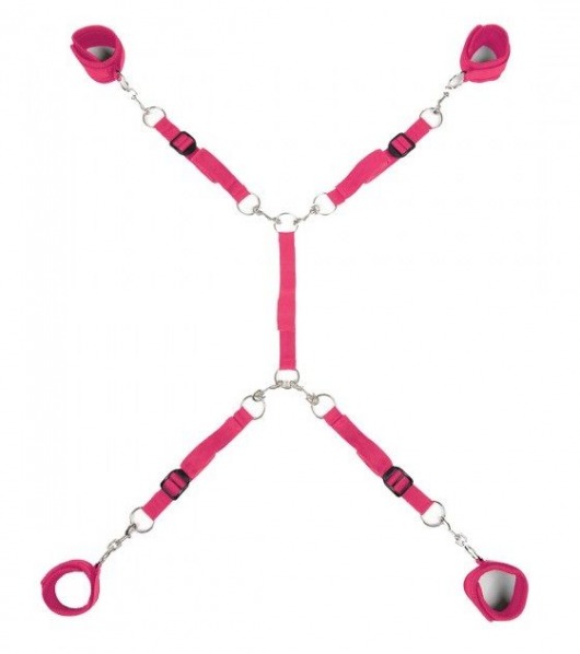 Ярко-розовый набор фиксаций на кровати Classic Bed Spreader - Lux Fetish - купить с доставкой в Воронеже