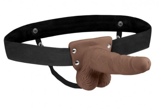 Коричневый перезаряжаемый вибрострапон - 18 см. - Lux Fetish - купить с доставкой в Воронеже