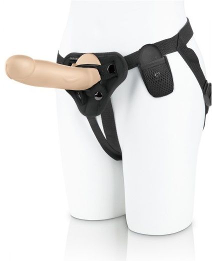 Телесный вибратор на трусиках с кольцом - 18 см. - Pegasus - купить с доставкой в Воронеже