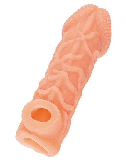 Телесная закрытая насадка с венками Cock Sleeve Size S - 13,8 см. - KOKOS - в Воронеже купить с доставкой