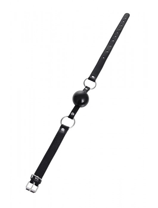 Черный кляп-шар на кожаных ремешках Anonymo - ToyFa - купить с доставкой в Воронеже