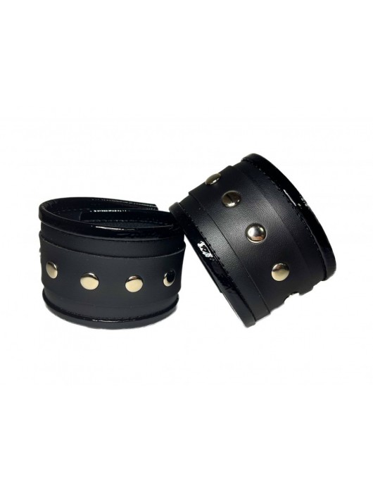 Черные наручники из эко-кожи - БДСМ Арсенал - купить с доставкой в Воронеже