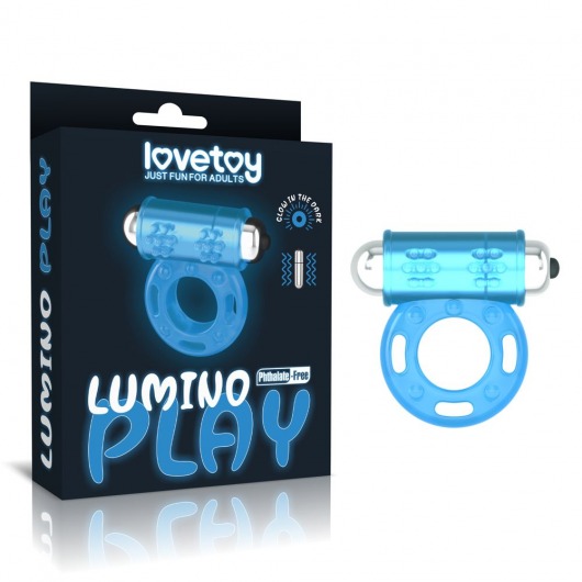 Голубое, светящееся в темноте эрекционное виброкольцо Lumino Play Vibrating Penis Ring - Lovetoy - в Воронеже купить с доставкой