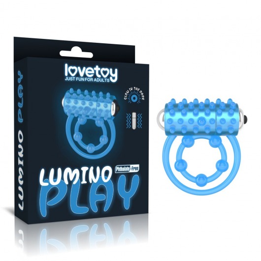Голубое, светящееся в темноте виброкольцо Lumino Play Vibrating Penis Ring - Lovetoy - в Воронеже купить с доставкой