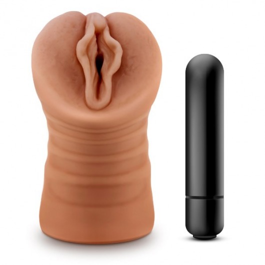 Мастурбатор-вагина цвета карамели Sofia с вибрацией - Blush Novelties - в Воронеже купить с доставкой