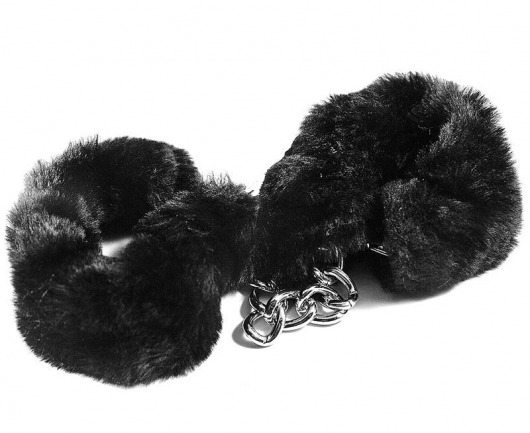 Наручники с черным искусственным мехом - Vulgar - купить с доставкой в Воронеже