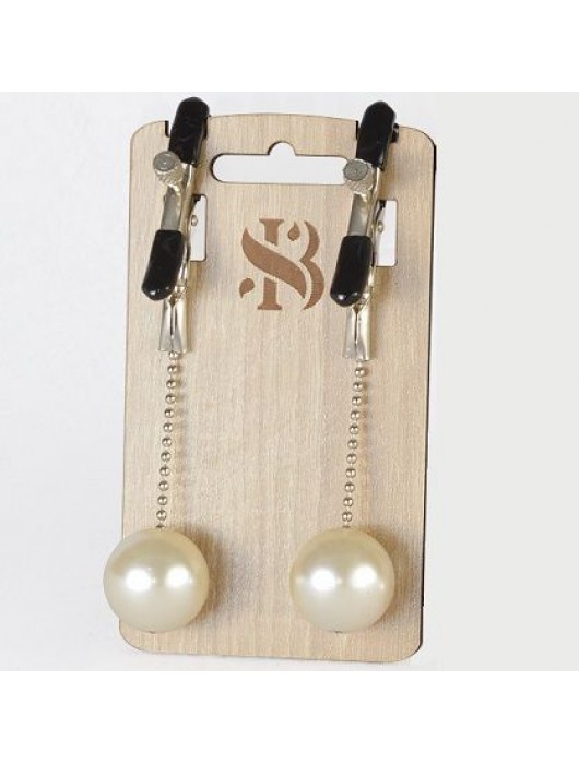 Зажимы на соски с бусинами под жемчуг Pearl - Sitabella - купить с доставкой в Воронеже