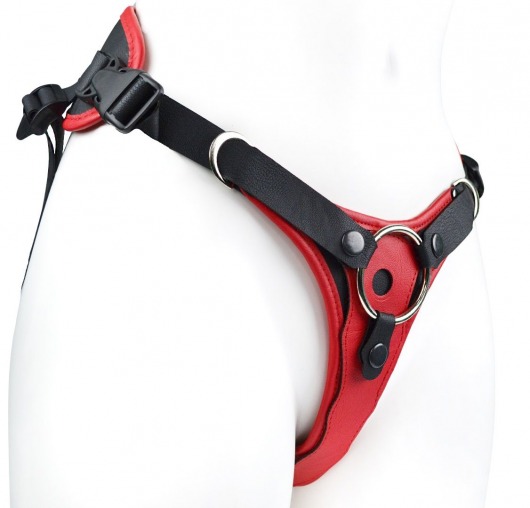 Красно-черный женский пояс с 2 способами крепления насадок - LOVETOY (А-Полимер) - купить с доставкой в Воронеже