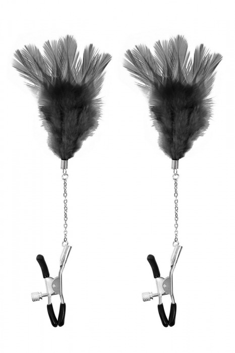 Зажимы для сосков с черными перьями Sweet Caress Feather Nipple Clumps - Sweet Caress - купить с доставкой в Воронеже