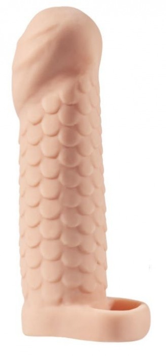 Телесная рельефная насадка-удлинитель KLEON с подхватом - 15 см. - Sitabella - в Воронеже купить с доставкой