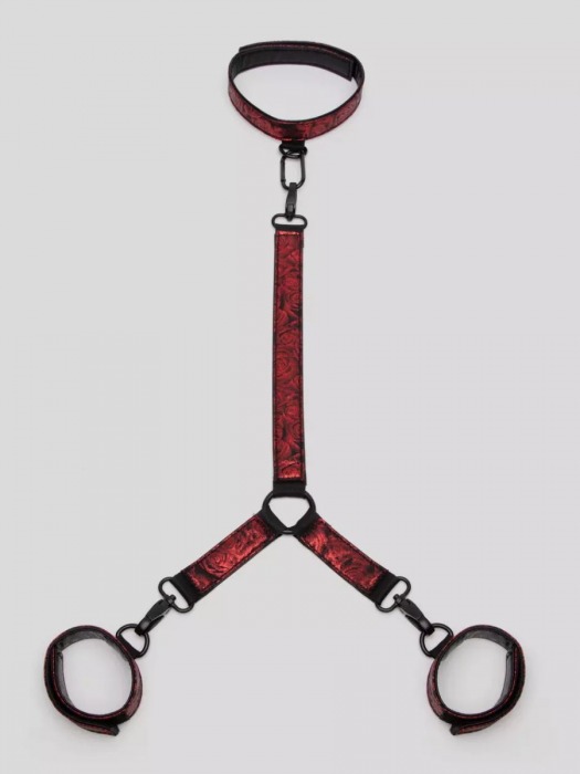 Ошейник с наручниками Reversible Faux Leather Collar and Wrist - Fifty Shades of Grey - купить с доставкой в Воронеже