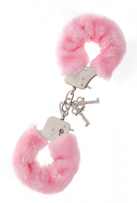 Металлические наручники с розовой меховой опушкой METAL HANDCUFF WITH PLUSH PINK - Dream Toys - купить с доставкой в Воронеже