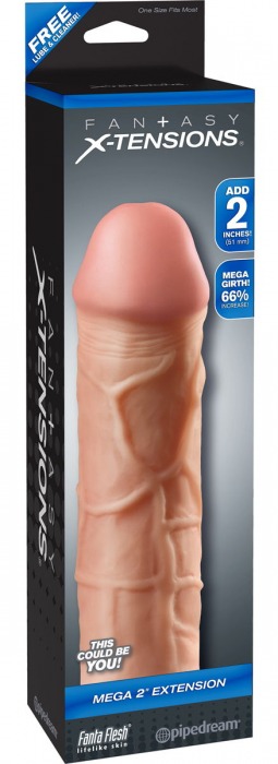 Телесная насадка Mega 2 Extension - 20 см. - Pipedream - в Воронеже купить с доставкой