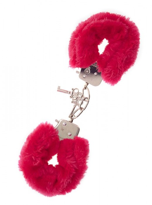 Металлические наручники с красной меховой опушкой METAL HANDCUFF WITH PLUSH RED - Dream Toys - купить с доставкой в Воронеже