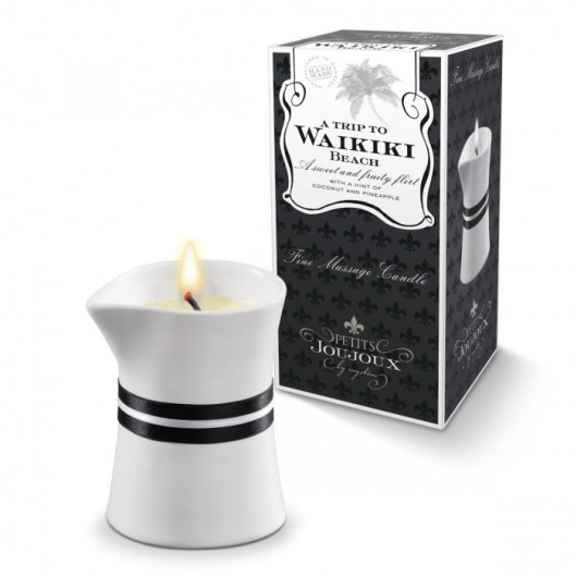 Массажное масло в виде малой свечи Petits Joujoux Waikiki Beach с ароматом кокоса и ананаса - MyStim - купить с доставкой в Воронеже