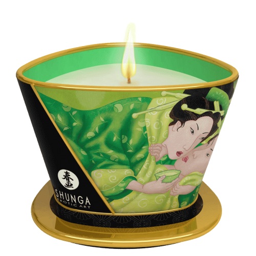 Массажная свеча Exotic Green Tea с ароматом зелёного чая - 170 мл. - Shunga - купить с доставкой в Воронеже